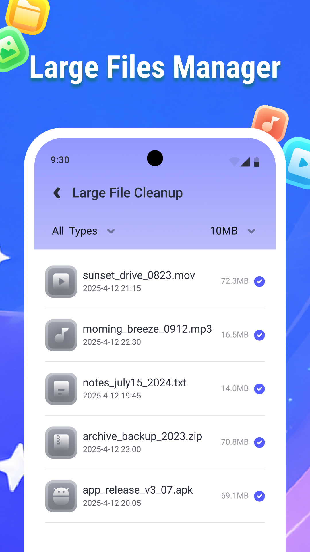 Large files manager