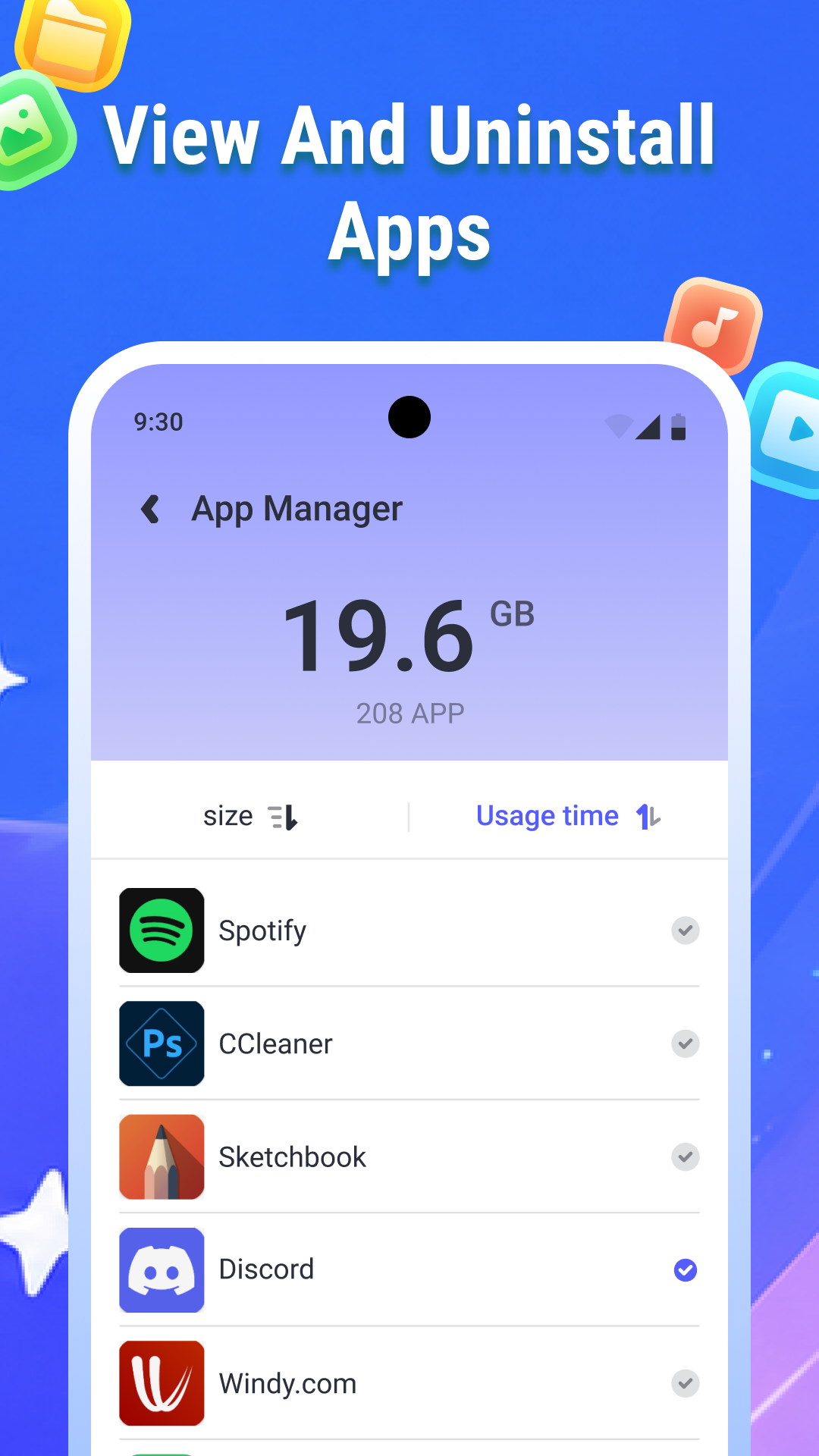 View and uninstall apps